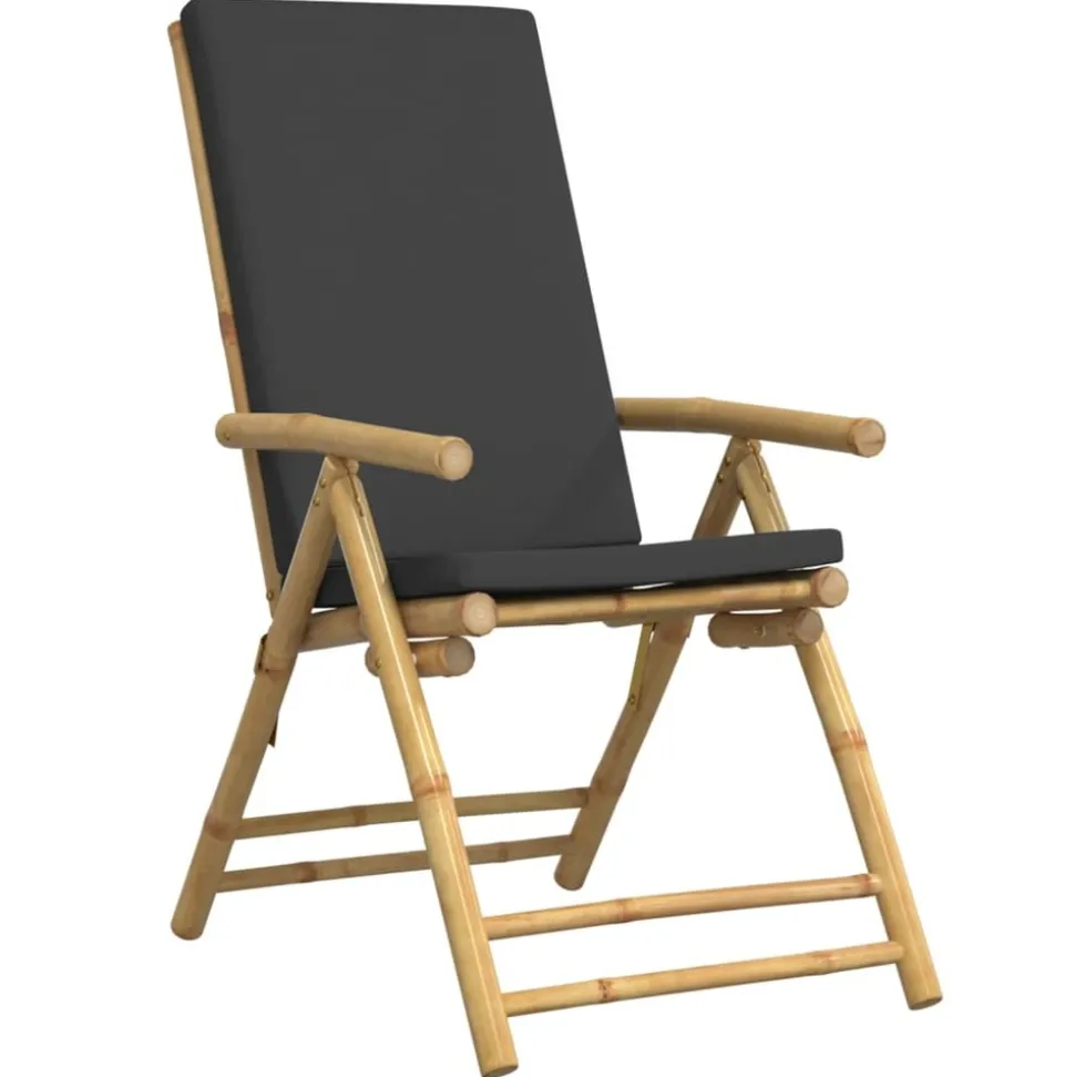 MAISON EXCLUSIVE - Chaises inclinables de jardin pliantes lot de 4 coussins bambou