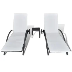 MAISON EXCLUSIVE - Chaises longues avec table résine tressée noir