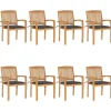 MAISON EXCLUSIVE - Chaises de jardin empilables avec coussins lot de 8 teck solide