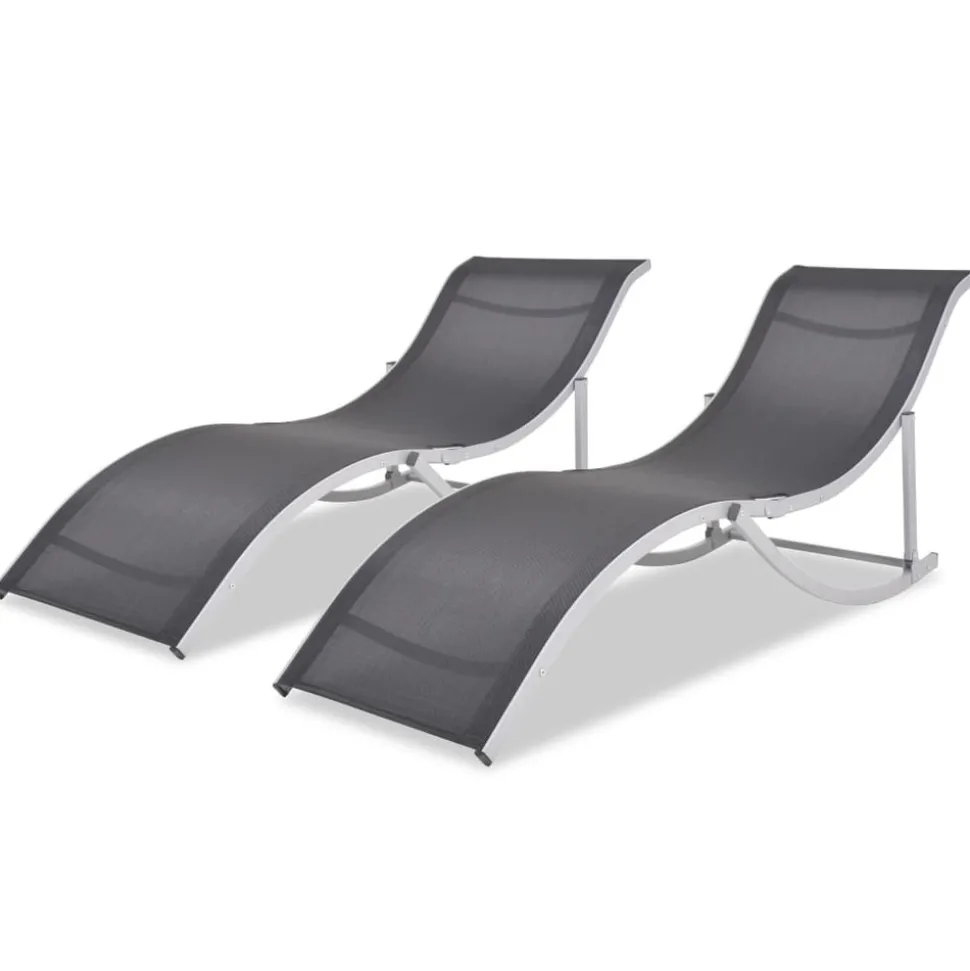 MAISON EXCLUSIVE - Chaises longues lot de 2 noir et gris