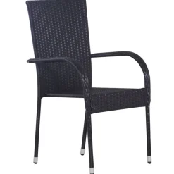 MAISON EXCLUSIVE - Chaises empilables d'extérieur lot de 4 résine tressée noir