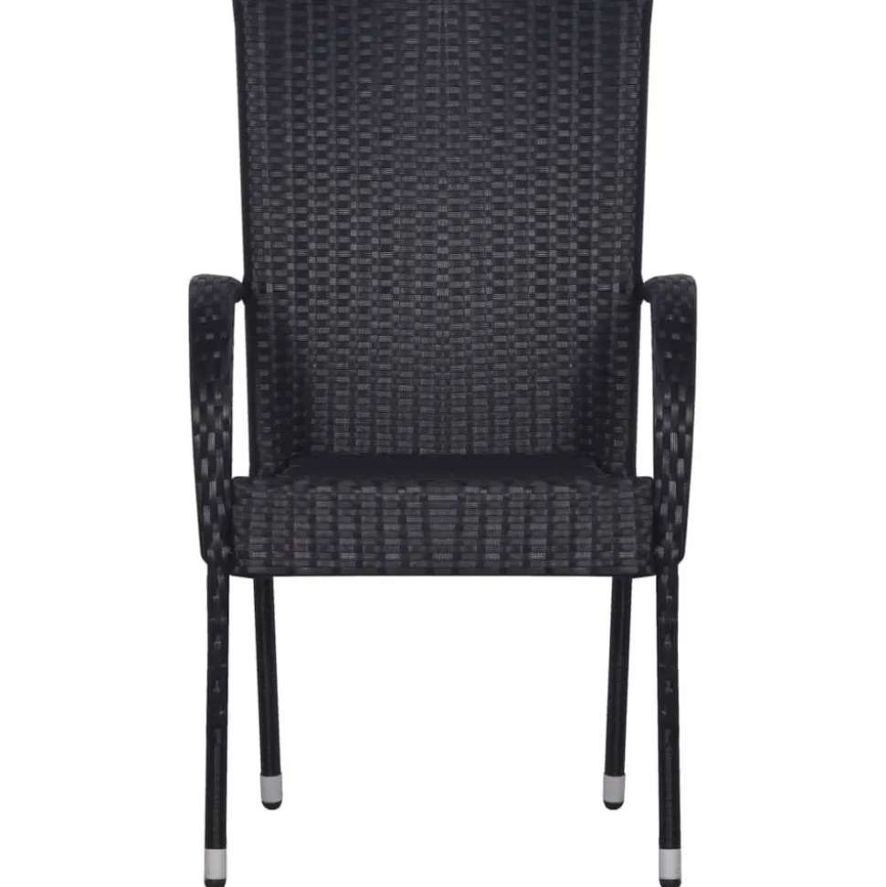 MAISON EXCLUSIVE - Chaises empilables d'extérieur lot de 4 résine tressée noir