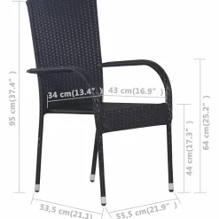 MAISON EXCLUSIVE - Chaises empilables d'extérieur lot de 4 résine tressée noir