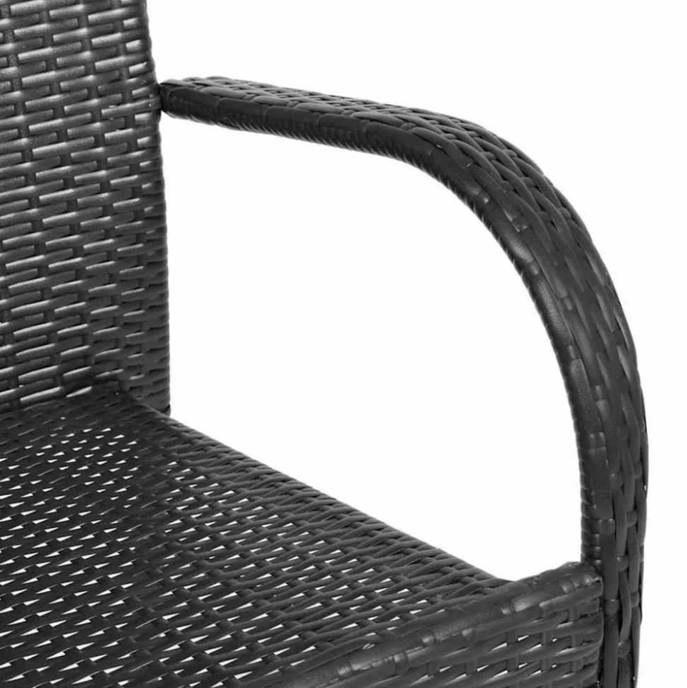 MAISON EXCLUSIVE - Chaises empilables d'extérieur lot de 4 résine tressée noir