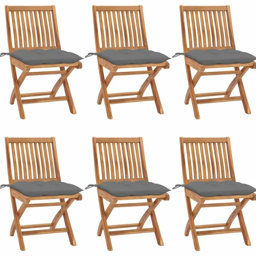 MAISON EXCLUSIVE - Chaises pliables de jardin avec coussins lot de 6 bois de teck