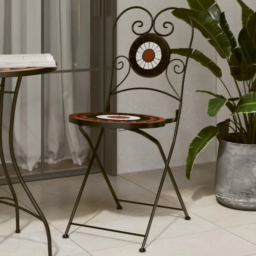 MAISON EXCLUSIVE - Chaises de bistro pliables lot de 2 terre cuite blanc céramique