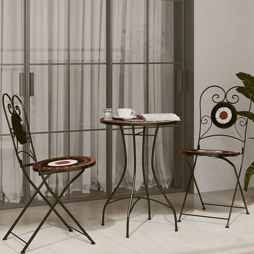 MAISON EXCLUSIVE - Chaises de bistro pliables lot de 2 terre cuite blanc céramique