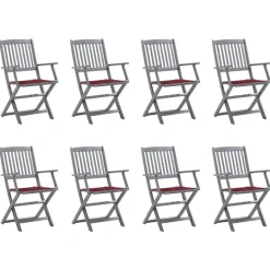 MAISON EXCLUSIVE - Chaises pliables d'extérieur lot de 8 et coussins bois d'acacia