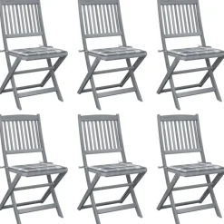 MAISON EXCLUSIVE - Chaises pliables d'extérieur lot de 6 et coussins bois d'acacia
