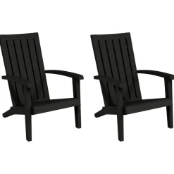 MAISON EXCLUSIVE - Chaises de jardin adirondack lot de 2 noir polypropylène