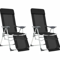MAISON EXCLUSIVE - Chaises de camping pliantes et repose-pied lot de 2 textilène