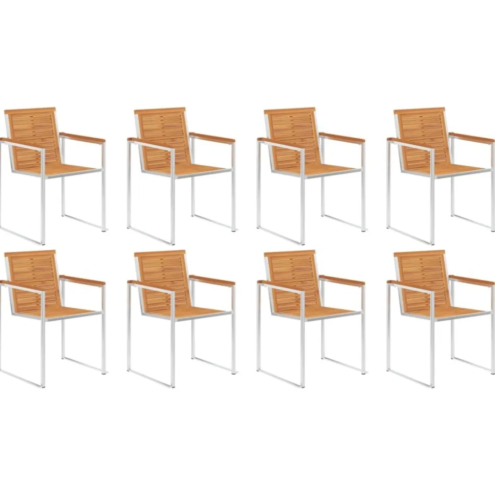 MAISON EXCLUSIVE - Chaises de jardin lot de 8 avec coussins bois d'acacia massif