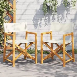 MAISON EXCLUSIVE - Chaises de réalisateur pliables lot de 2 blanc crème tissu