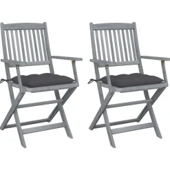 MAISON EXCLUSIVE - Chaises pliables d'extérieur lot de 2 et coussins bois d'acacia