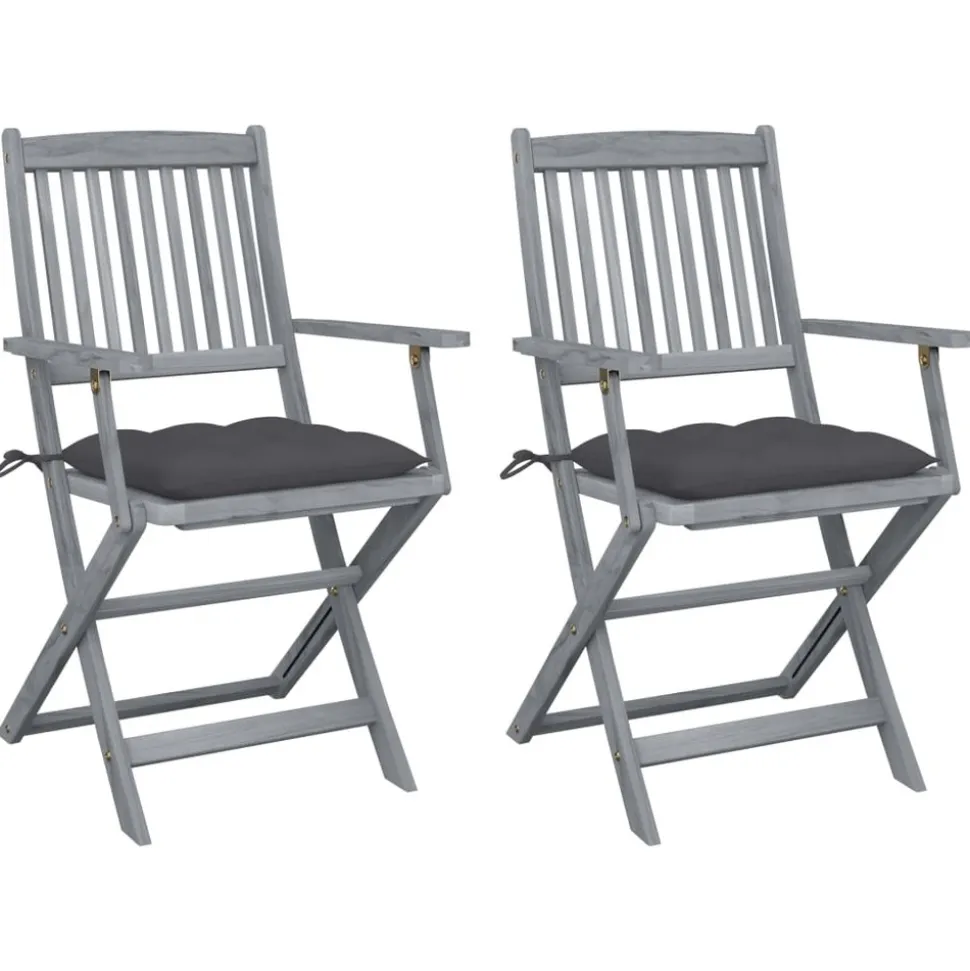 MAISON EXCLUSIVE - Chaises pliables d'extérieur lot de 2 et coussins bois d'acacia