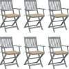 MAISON EXCLUSIVE - Chaises pliables d'extérieur lot de 6 et coussins bois d'acacia