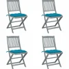 MAISON EXCLUSIVE - Chaises pliables d'extérieur lot de 4 et coussins bois d'acacia