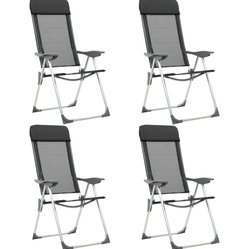 MAISON EXCLUSIVE - Chaises pliables de camping lot de 4 noir aluminium