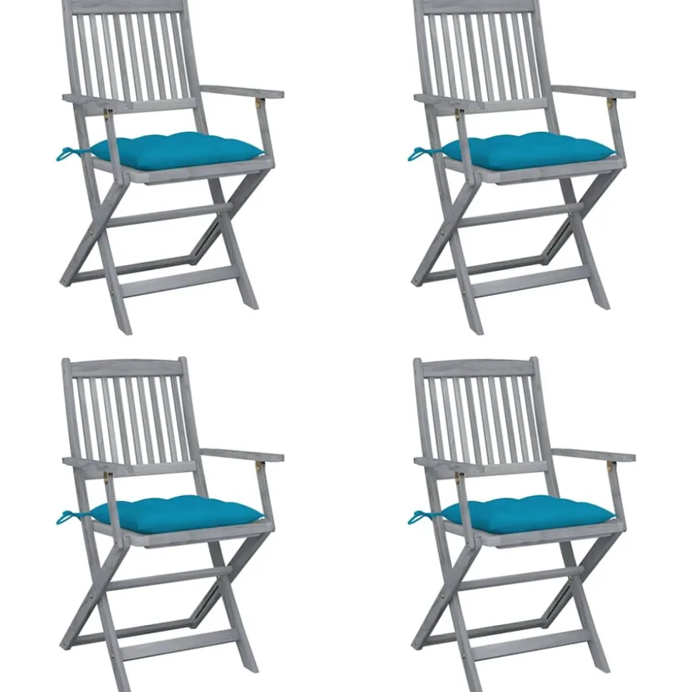 MAISON EXCLUSIVE - Chaises pliables d'extérieur lot de 4 et coussins bois d'acacia