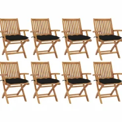 MAISON EXCLUSIVE - Chaises pliables de jardin avec coussins lot de 8 teck solide