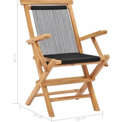 MAISON EXCLUSIVE - Chaises pliables de jardin lot de 2 bois teck solide et corde