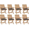 MAISON EXCLUSIVE - Chaises pliables de jardin avec coussins lot de 8 teck solide