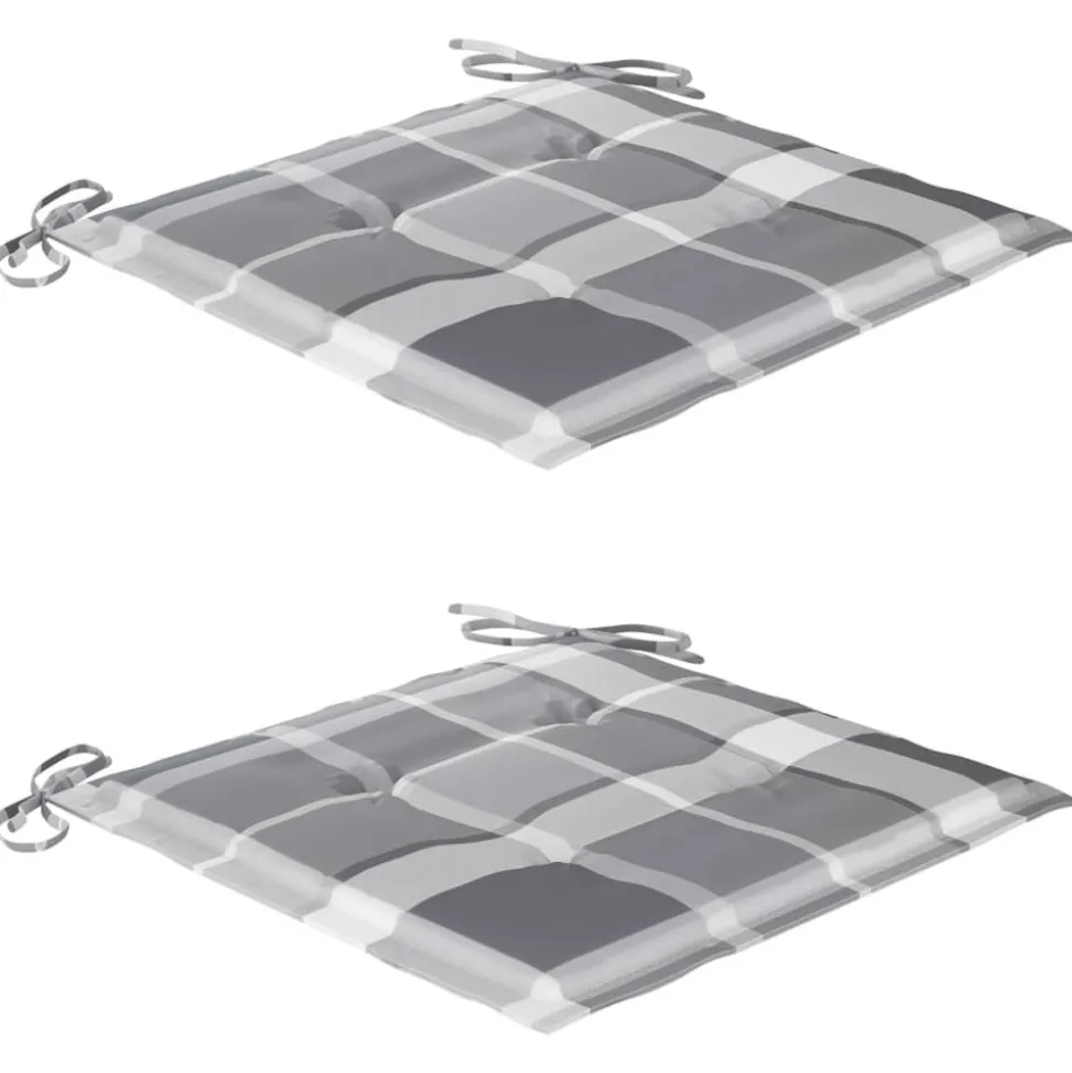 MAISON EXCLUSIVE - Chaises de jardin lot de 2 avec coussins à carreaux gris teck