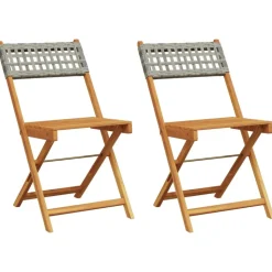 MAISON EXCLUSIVE - Chaises de bistrot lot de 2 gris bois massif d'acacia et rotin
