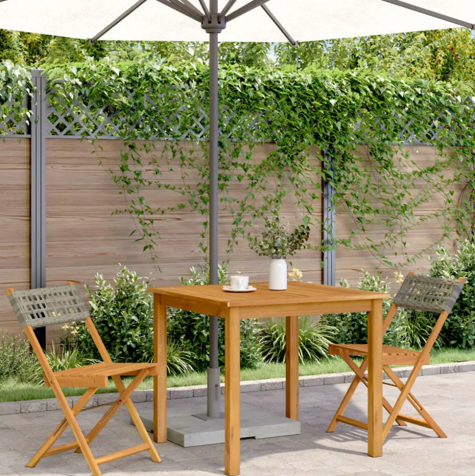 MAISON EXCLUSIVE - Chaises de bistrot lot de 2 gris bois massif d'acacia et rotin