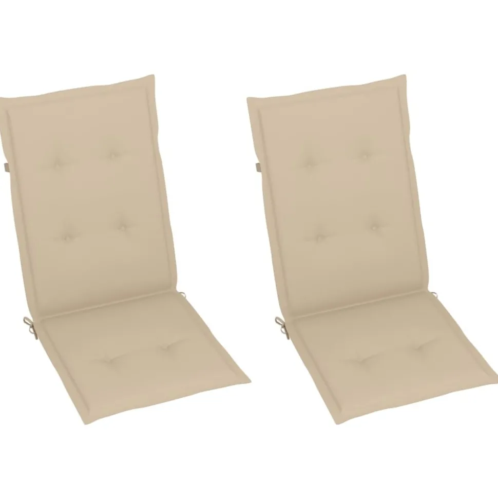 MAISON EXCLUSIVE - Chaises de jardin lot de 2 et coussins beige bois teck massif
