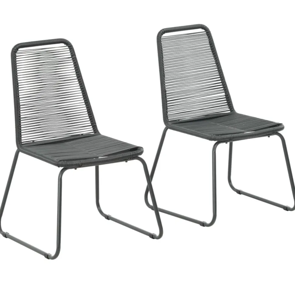 MAISON EXCLUSIVE - Chaises d'extérieur lot de 2 résine tressée noir