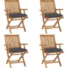 MAISON EXCLUSIVE - Chaises pliables de jardin avec coussins lot de 4 teck solide