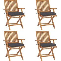 MAISON EXCLUSIVE - Chaises pliables de jardin avec coussins lot de 4 teck solide