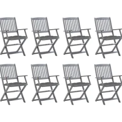 MAISON EXCLUSIVE - Chaises pliables d'extérieur lot de 8 et coussins bois d'acacia