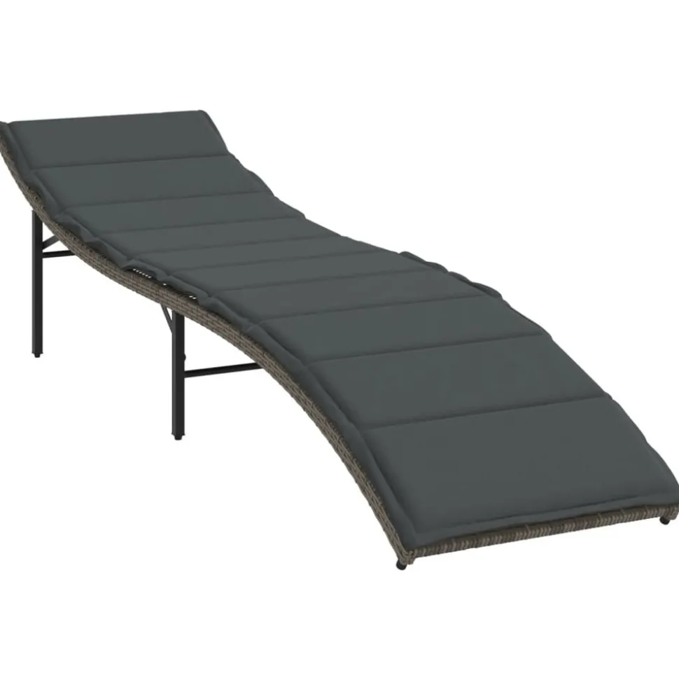 MAISON EXCLUSIVE - Chaises longues lot de 2 avec coussins gris résine tressée