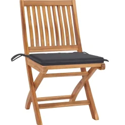 MAISON EXCLUSIVE - Chaises de jardin lot de 2 et coussins anthracite bois de teck