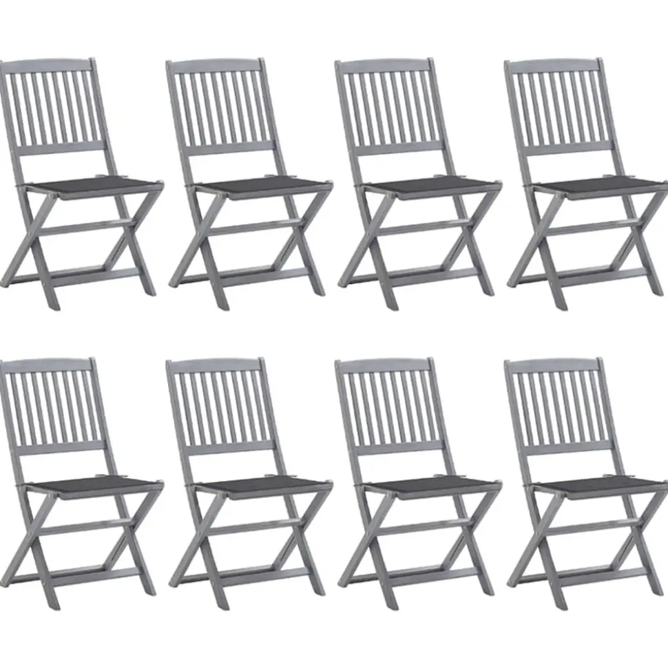 MAISON EXCLUSIVE - Chaises pliables d'extérieur lot de 8 et coussins bois d'acacia