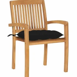 MAISON EXCLUSIVE - Chaises de jardin empilables avec coussins lot de 4 teck solide