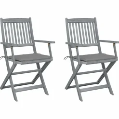MAISON EXCLUSIVE - Chaises pliables d'extérieur lot de 2 et coussins bois d'acacia