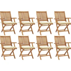 MAISON EXCLUSIVE - Chaises pliables de jardin avec coussins lot de 8 teck solide