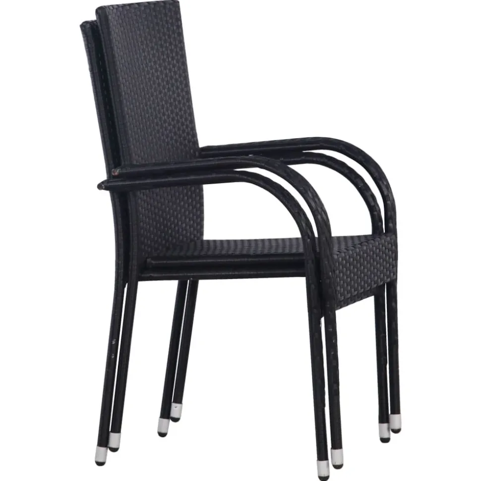 MAISON EXCLUSIVE - Chaises empilables d'extérieur lot de 2 résine tressée noir