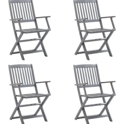 MAISON EXCLUSIVE - Chaises pliables d'extérieur lot de 4 et coussins bois d'acacia