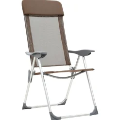 MAISON EXCLUSIVE - Chaises de camping pliables lot de 2 marron aluminium