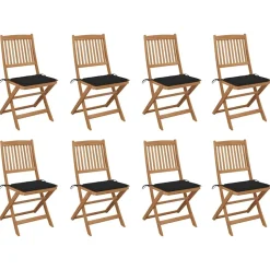 MAISON EXCLUSIVE - Chaises pliables d'extérieur et coussins lot de 8 bois d'acacia