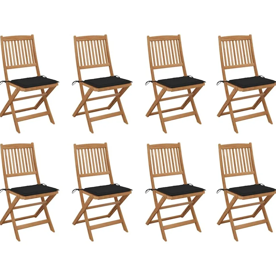 MAISON EXCLUSIVE - Chaises pliables d'extérieur et coussins lot de 8 bois d'acacia