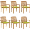 MAISON EXCLUSIVE - Chaises de jardin empilables avec coussins lot de 6 teck solide