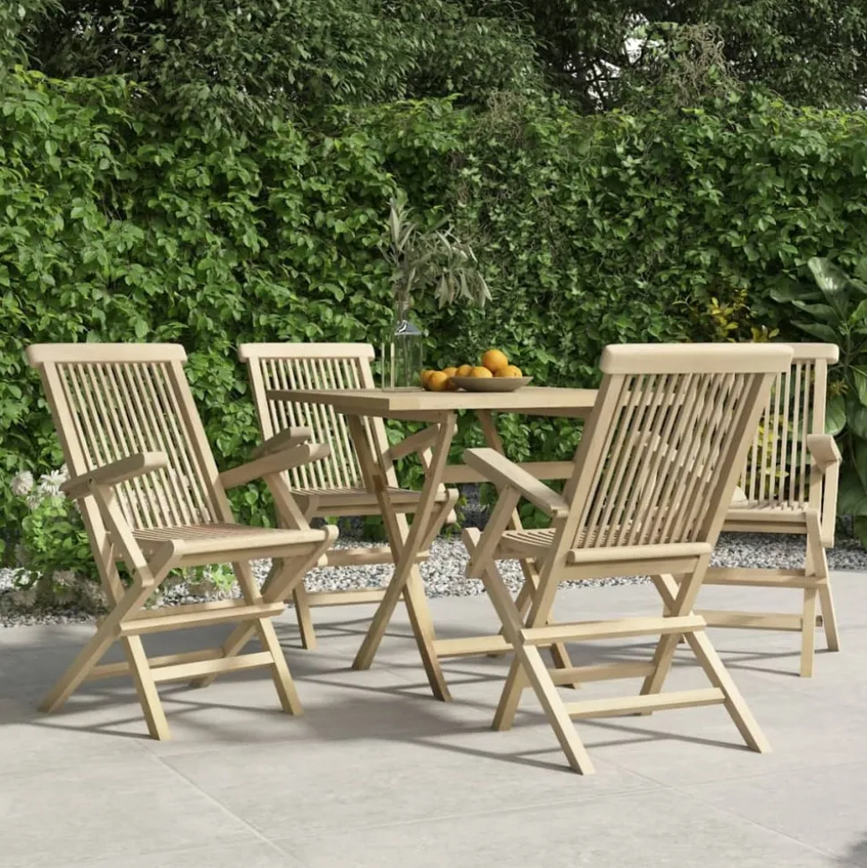 MAISON EXCLUSIVE - Chaises de jardin pliantes lot de 4 gris 56x61x89 cm bois teck