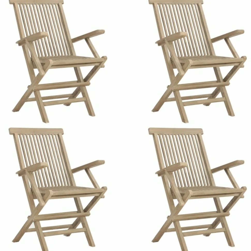 MAISON EXCLUSIVE - Chaises de jardin pliantes lot de 4 gris 56x61x89 cm bois teck