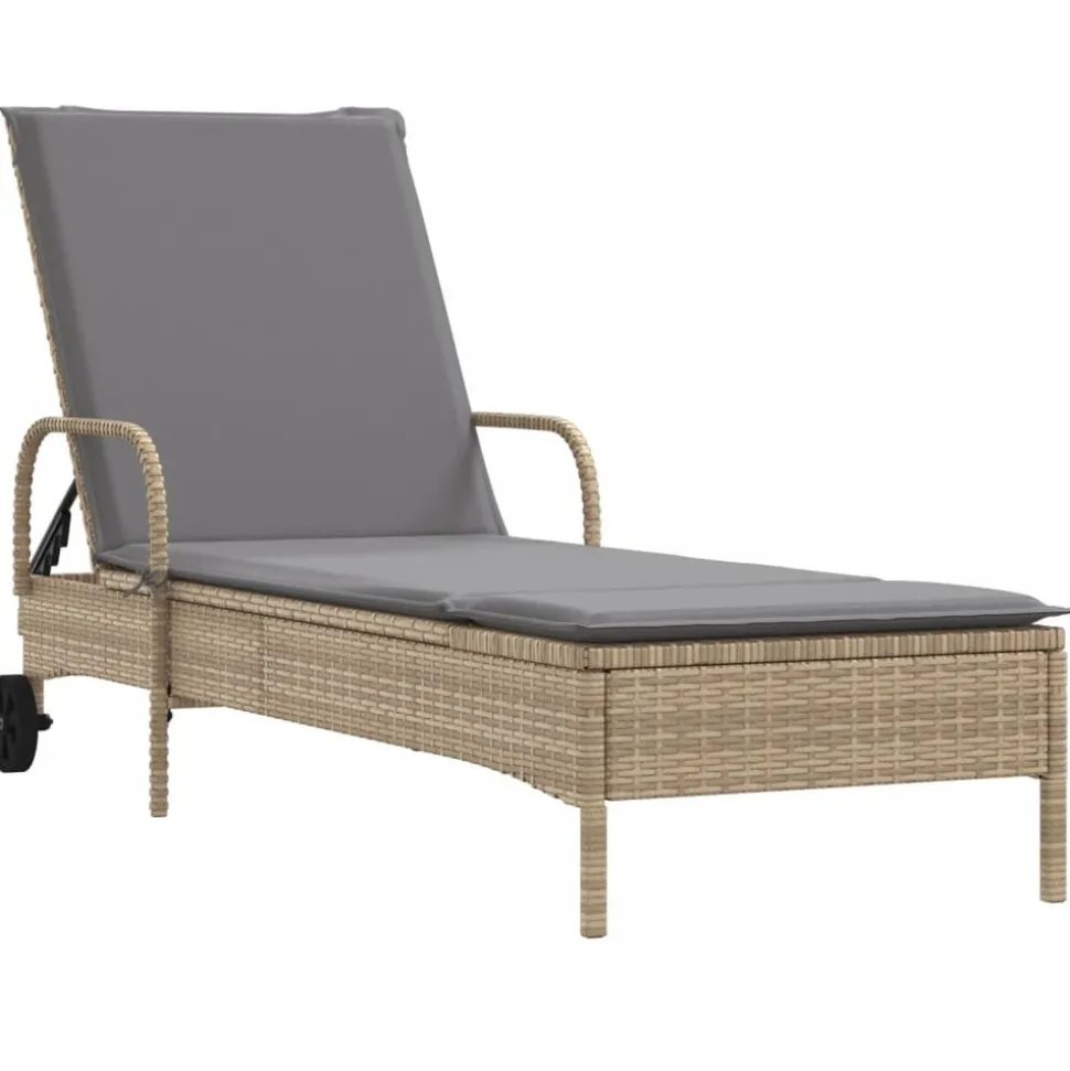 MAISON EXCLUSIVE - Chaises longues avec coussins lot de 2 beige résine tressée