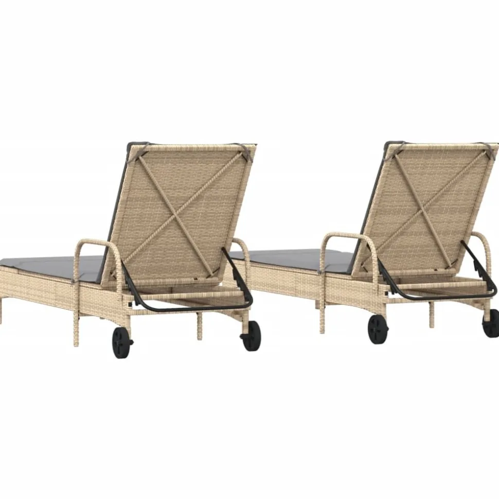 MAISON EXCLUSIVE - Chaises longues avec coussins lot de 2 beige résine tressée